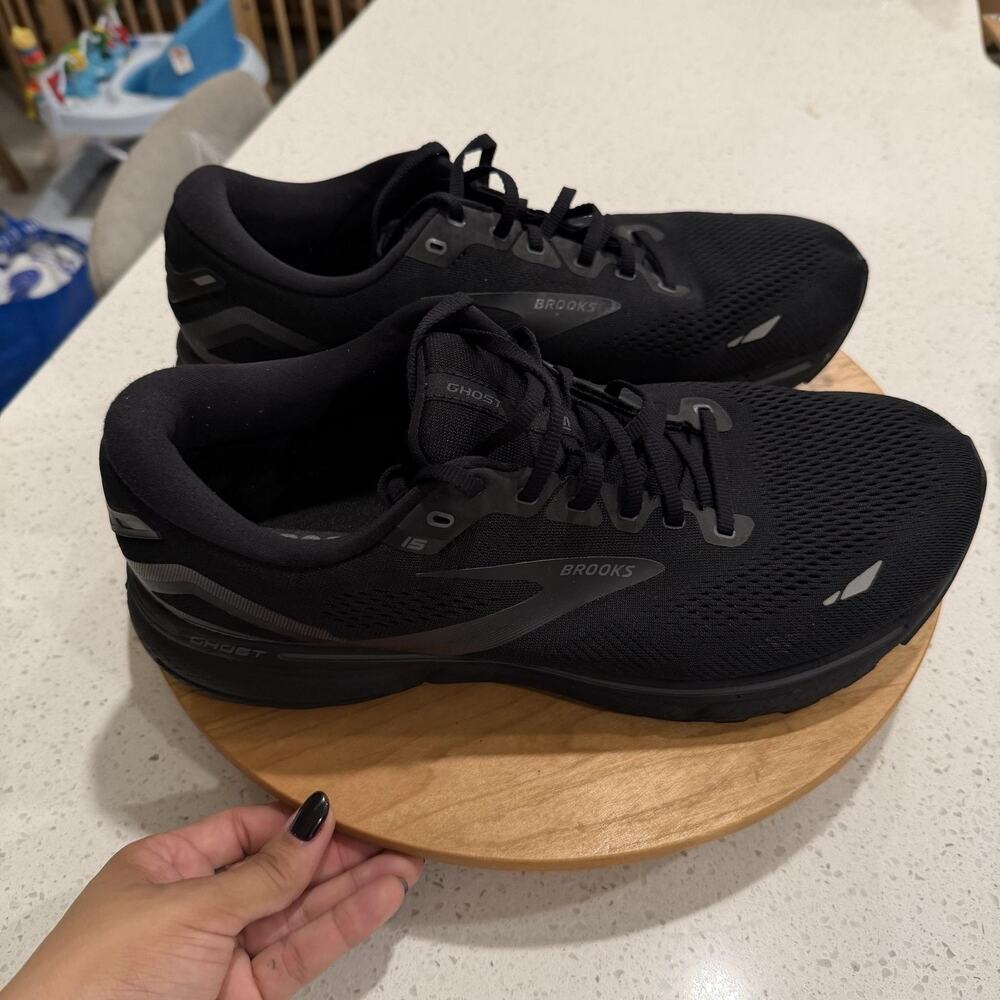 Brooks Shoes Mens 13 4E Extra Wide Ghost 15 Running Sneakers Black Gym Workout
